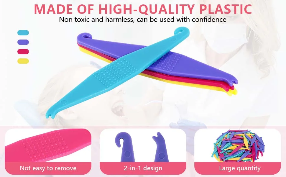 OBTANIM 100 Pcs Colorful Disposable Plastic Braces Elastic Rubber Bands Placers Tool for Braces Dental Orthodontic - product information 2