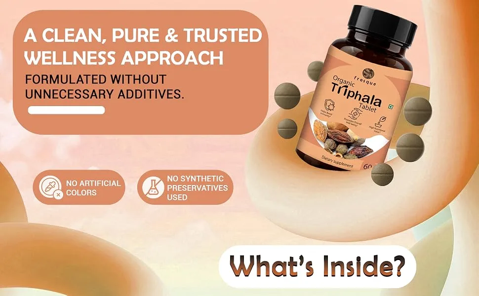 Fresque Triphala Supplement Traditional Herbal Blend Supports Daily Wellness and Digestive Health Vegan Non GMO 60 Capsules - Banner 4
