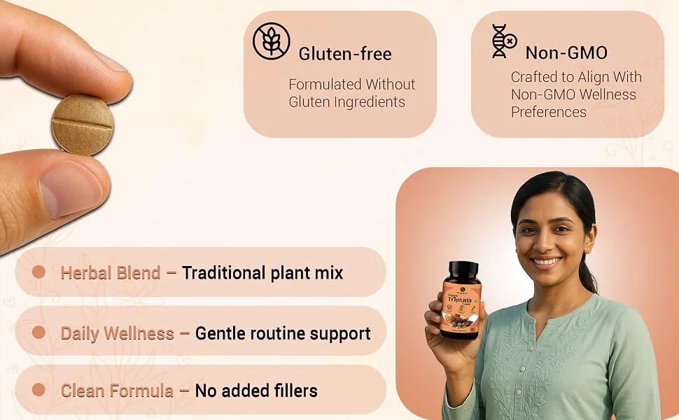 Fresque Triphala Supplement Traditional Herbal Blend Supports Daily Wellness and Digestive Health Vegan Non GMO 60 Capsules - Banner 5