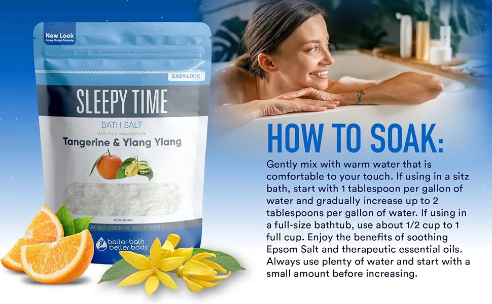 Sleepy Time 32 Ounces Epsom Salt with Essential Oils 2 Pound - how to soak epsom salt