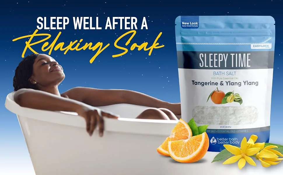 Sleepy Time 32 Ounces Epsom Salt with Essential Oils 2 Pound - relaxing bath sleepy time