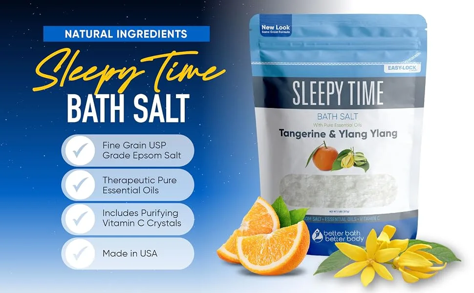 Sleepy Time 32 Ounces Epsom Salt with Essential Oils 2 Pound - sleepy bath time bath salt