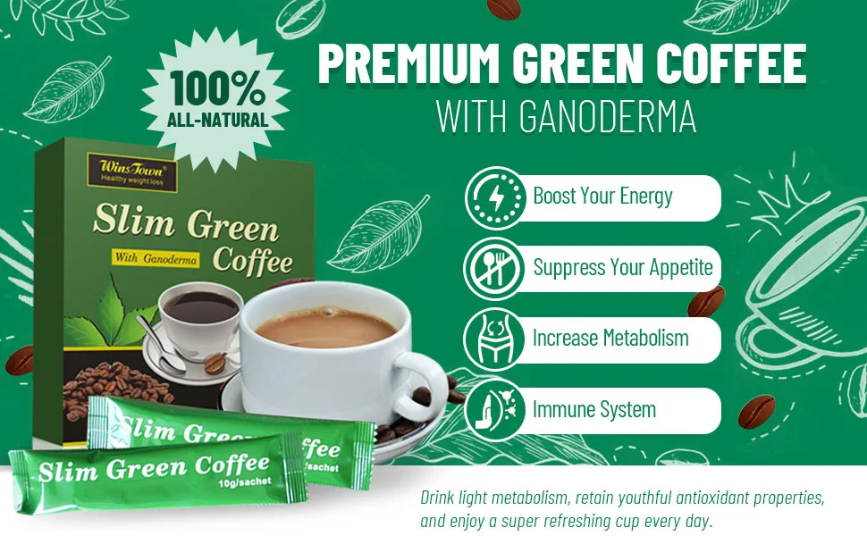 Premium Green Coffee with Ganoderma & Herbal Extracts - Energizing Instant Coffee Blend for Metabolism & Antioxidant Support 18 Sachets - Green Coffee