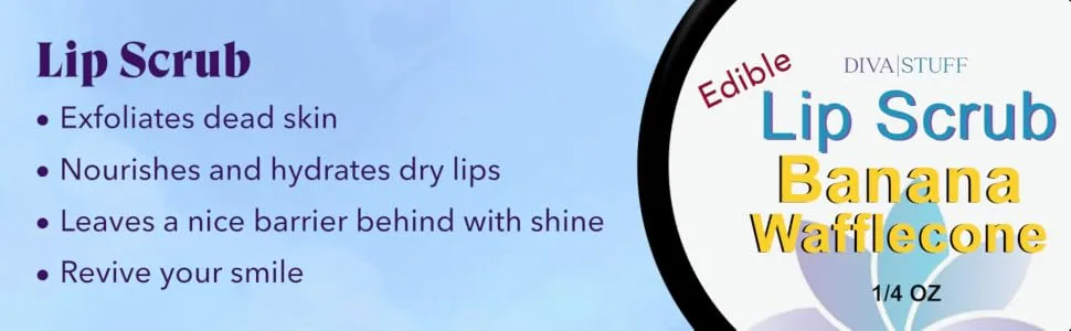 Diva Stuff Ultra Hydrating Lip Scrub for Soft Lips  Gentle Exfoliation  Moisturizer & Conditioner  Banana Wafflecone     oz (Made in the USA) - section-1