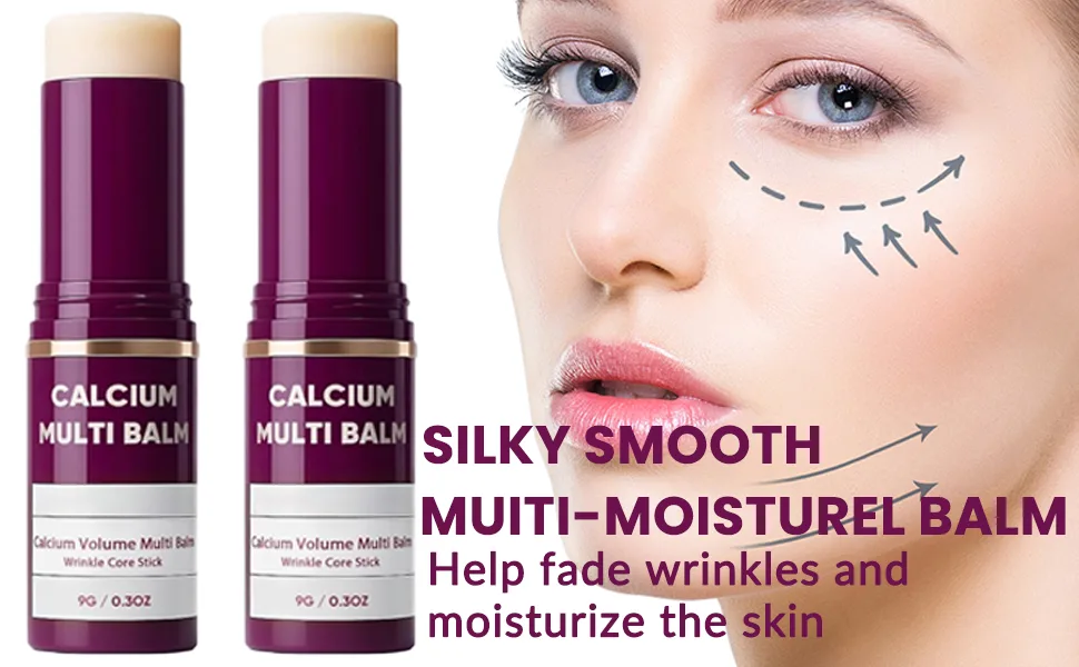 Minfei Calcium Multi Balm Calcium Volume Multi Balm Wrinkle Core Stick Korean Collagen Moisturing Stick Cream Makeup for Reduce Wrinkle Suitable for Eyes Neck Face(1pcs) - calcium multi balm
