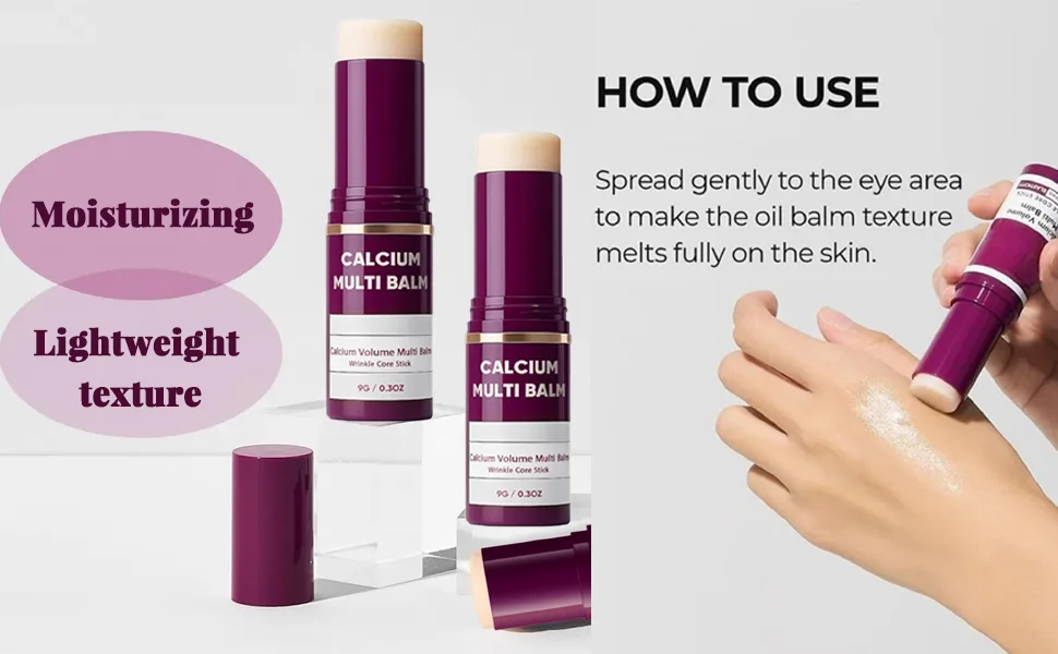 Minfei Calcium Multi Balm Calcium Volume Multi Balm Wrinkle Core Stick Korean Collagen Moisturing Stick Cream Makeup for Reduce Wrinkle Suitable for Eyes Neck Face(1pcs) - eye balm stick