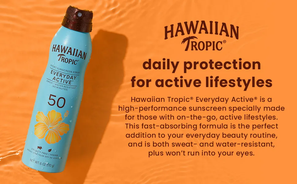 Hawaiian Tropic Everyday Active Spray Sunscreen SPF 50 & SPF 30 Twin Packs 6oz Clear Continuous Sunscreens - product information 1
