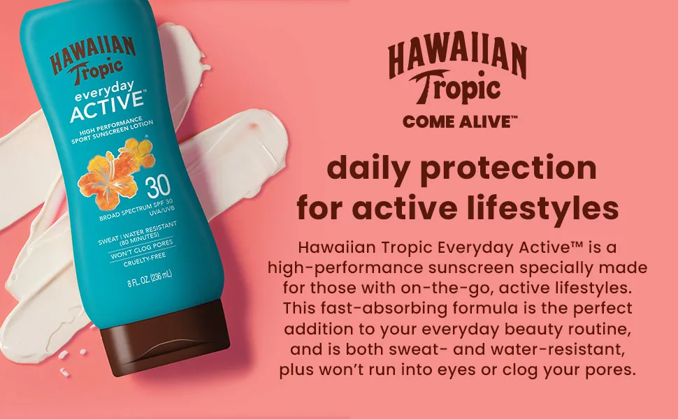 Hawaiian Tropic Everyday Active Lotion Sunscreen SPF 30 Twin Pack & Weightless Hydration Lotion Sunscreen SPF 30 Twin Pack | Sunscreen Packs | 8oz & 6oz - product information 1