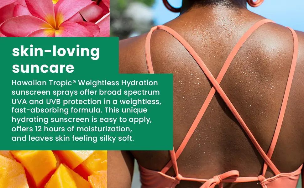 Hawaiian Tropic Weightless Hydration Clear Spray Sunscreen SPF 15 Twin Pack 6oz each & Silk Hydration After Sun Lotion Twin Pack 6 Fl Oz each - product information 2
