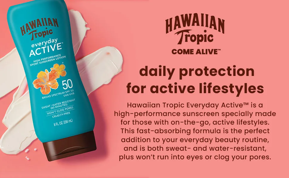 Hawaiian Tropic Everyday Active Spray & Lotion Sunscreen SPF 50 Twin Pack 6oz Spray & 8oz Lotion - product information 4