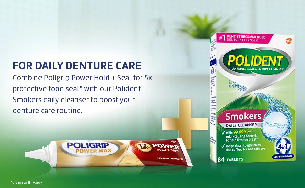 Polident Smokers Antibacterial Denture Cleanser Effervescent Tablets 84 count - For daily dental care