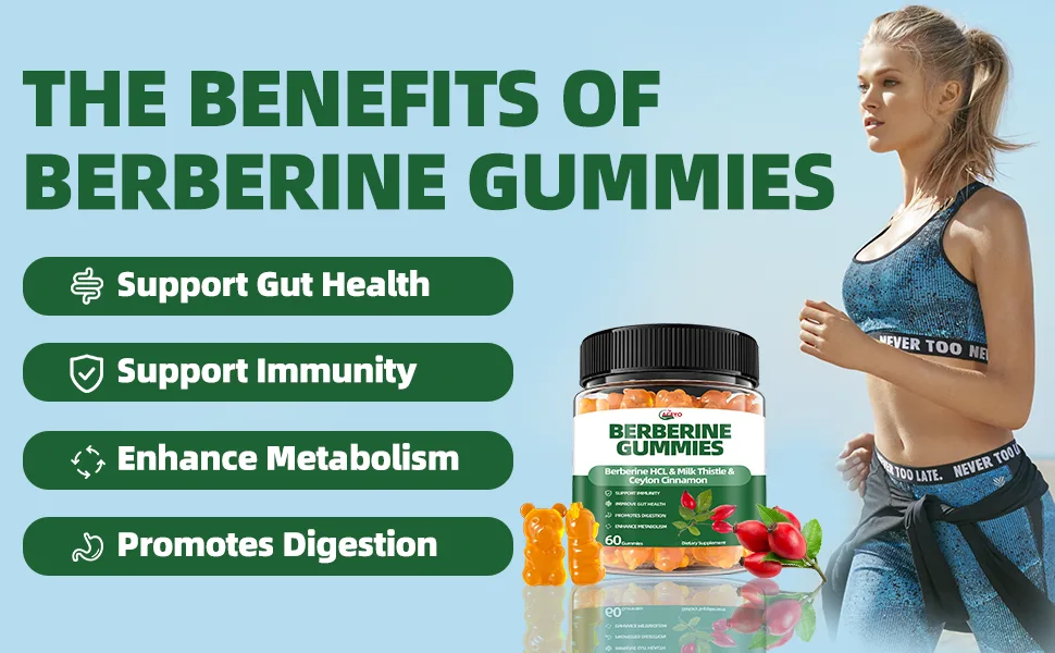ACEYO Berberine Gummies for Immune Support & Promote Digestion - Natural Berberine HCL Cinnamon Supplement - 60 Vegan Gummies for Adults - BERBERINE GUMMY