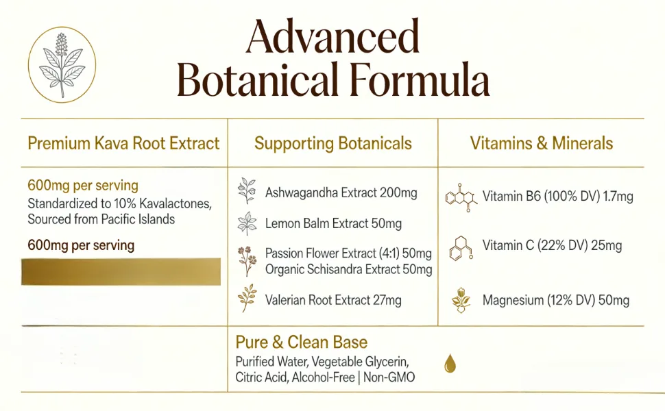 HerbX Kava Kava Root Extract Supplement Support Cognitive & Immune System Vegan Non-GMO High Concentration Kava 60ML - Kava Root Drops