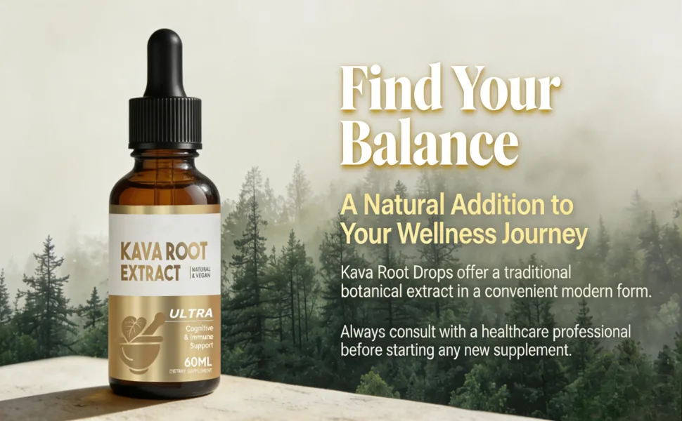 HerbX Kava Kava Root Extract Supplement Support Cognitive & Immune System Vegan Non-GMO High Concentration Kava 60ML - Kava Root Drops