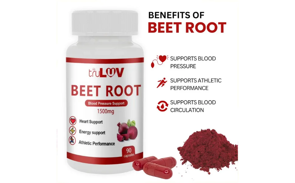 MY TRULUV Beet Root Capsules 1500mg 90 Count Supports Health - 1122