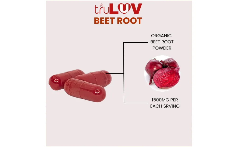 MY TRULUV Beet Root Capsules 1500mg 90 Count Supports Health - 12345