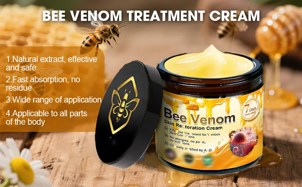 2PCS Bee Venom Skin Restoration Cream Bee Venom Skin Treatment Cream Effectively Reducing Blemishes & Comprehensive Moisturizer for All skin Types - product information 3