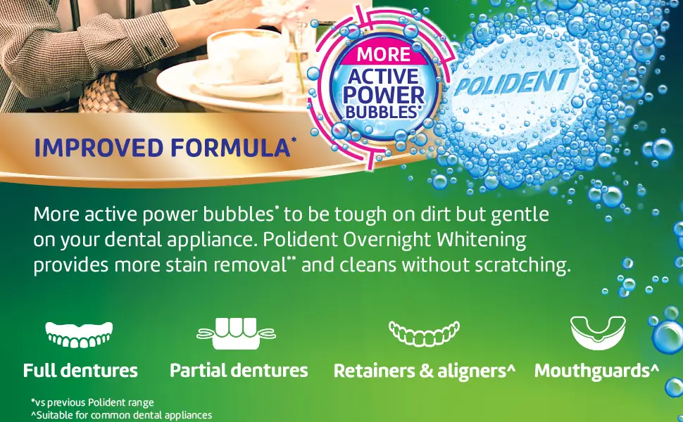 Polident Smokers Antibacterial Dental Appliance Cleanser Tablets 90 Count - Polident
