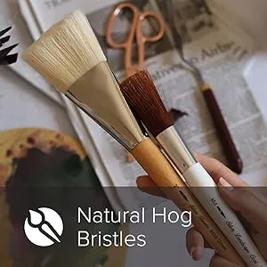 Silver Brush Limited 8036MD Silver Jumbo Landscape Oval Brush  Large Murals  Easel Painters and Furniture  Size Medium  Short Handle - natural hog bristles