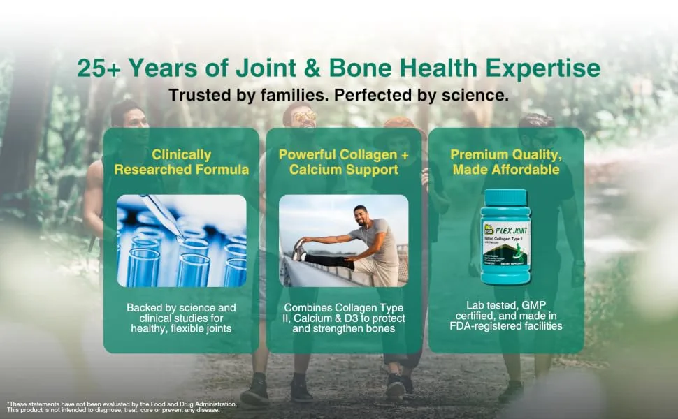 D-Cal Flex Joint | Native Collagen Type II with Calcium & BioPerine | Supports Flexibility Cartilage & Bone Health | Joint Support Supplement for Mobility & Strength | 72 Tablets Made in USA - 4th image