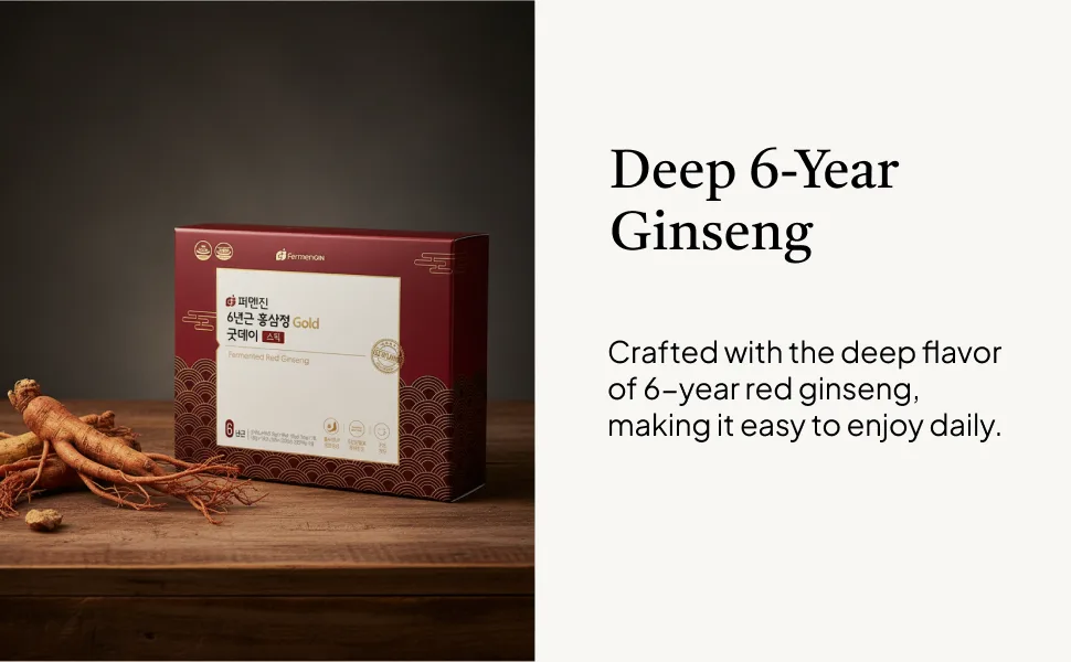 Korean Food Fermented Red Ginseng Stick Drink 30 Count (0.35 oz / 10 g Each) Individually Wrapped Daily Ginseng Extract - Deep 6-Year Ginseng
