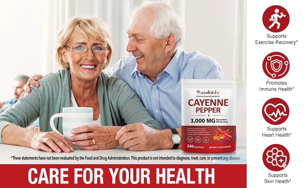 EIFTG Cayenne Pepper Capsules - Premium Cayenne Pepper Supplement for Healthy Circulation & Vitality Support - Daily Wellness Support Supplement 240 Softgels - Cayenne Pepper Capsules