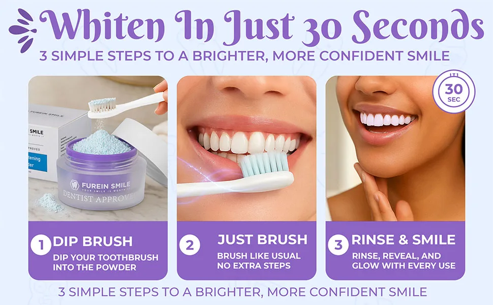 Natural Mint Teeth Whitening Powder Fluoride Free 0.63 oz Fresh Breath Care - teeth whitenig instructions