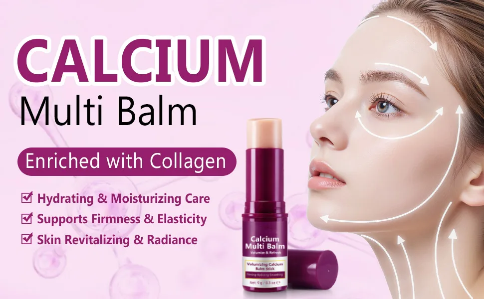 Calcium Multi Balm Stick Plant-Based Collagen & Peptide Complex Stick All-in-One Moisturizing Balm for Face Eyes Neck Visibly Reduces Wrinkles Boosts Hydration 0.3 Oz 0.3 Fl Oz (Pack of 1) - Calcium Multi Balm Stick