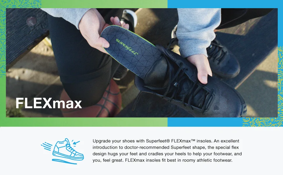 Superfeet FLEXmax - Comfort Foam Cushion Insoles - Emerald - 9.5-11 Men / 10.5-12 Women - powerstep slimtech antiodor acupressure massage original premium height increase plastic foot cleats