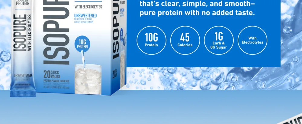 Isopure Clear Protein Stick Pack Unflavored 20 Count (Pack of 1) - product information 2