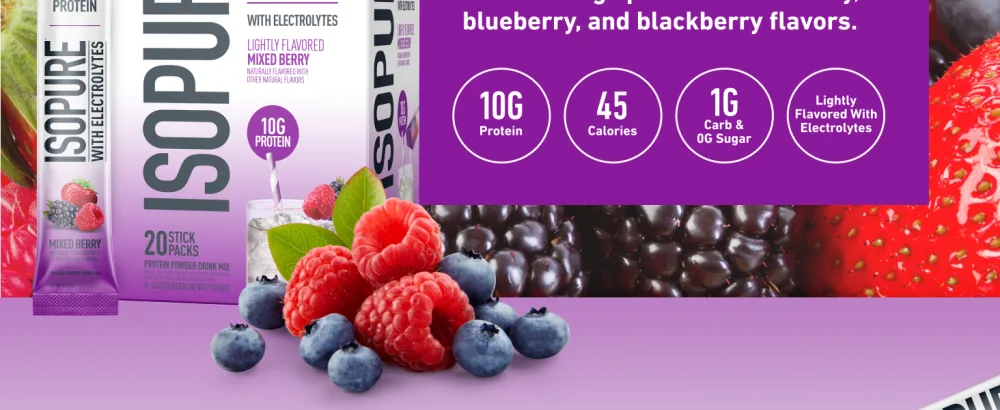 Isopure Clear Protein Stick Pack Mixed Berry 20 Count (Pack of 1) - product information 2