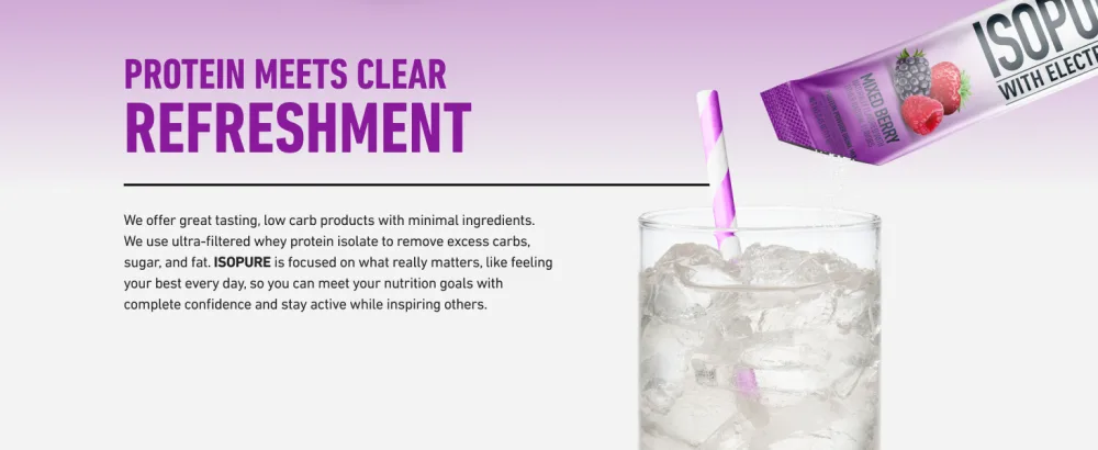 Isopure Clear Protein Stick Pack Mixed Berry 20 Count (Pack of 1) - product information 3