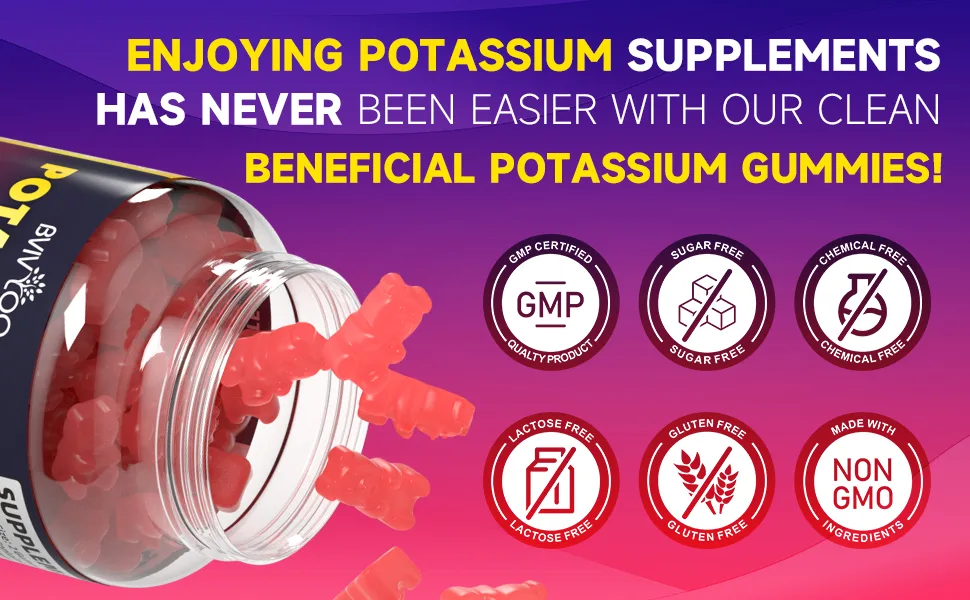 Potassium Citrate Gummies for Adults Sugar-Free Potassium 1000mg Support Leg Cramps & Electrolyte Balance High Potency 60 Count 1pack - Potassium Citrate Gummies