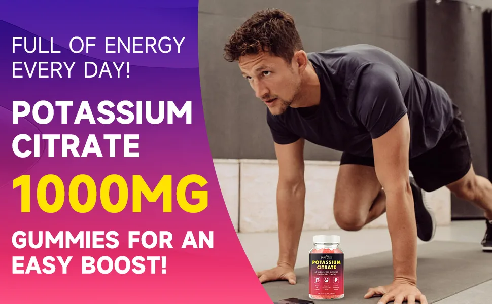 Potassium Citrate Gummies for Adults Sugar-Free Potassium 1000mg Support Leg Cramps & Electrolyte Balance High Potency 60 Count 1pack - Potassium Citrate Gummies