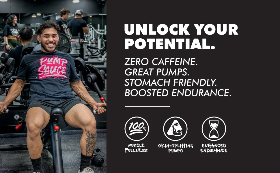 Pump Sauce Pre-Workout - 32 oz Strawberry Lemonade No Caffeine Full Spectrum Liquid Gluten Free Vegan Zero Sugar - unlock your potential