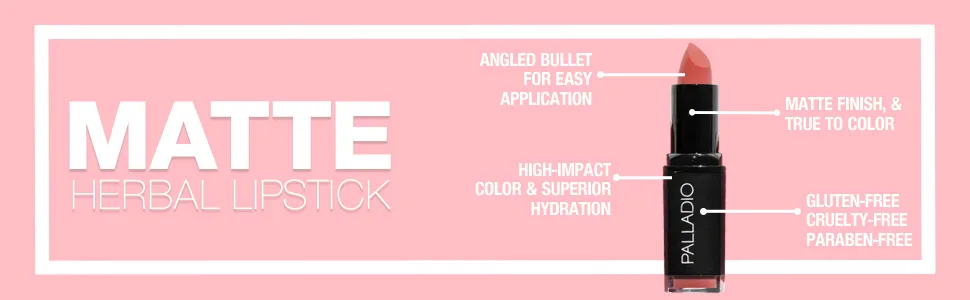 Palladio Herbal Matte Lipstick  Creamy and Full Coverage Long Lasting Matte Lipstick  Regal Caf  Regal Cafe - palladio dreamy herbal lipstick angled bullet easy application matte true color gluten cruelty free