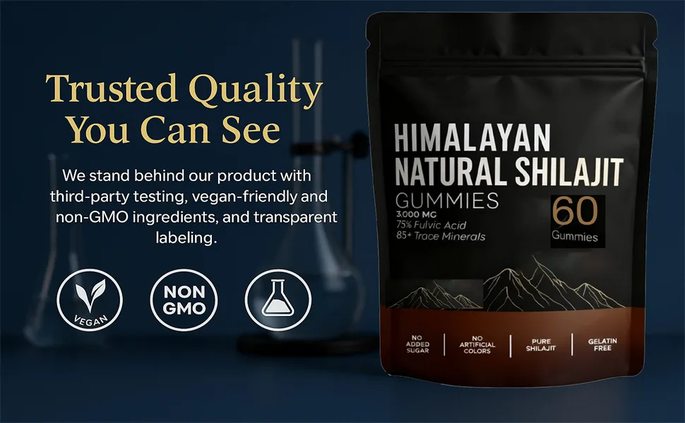 Himalayan Shilajit Gummies Natural Energy and Focus Non-GMO 60 Gummies (1) - Himalayan Shilajit Gummies