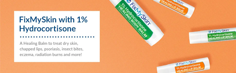 FixMySkin Unflavored Healing Lip Balm - Fix my skin with 1% Hydrocortisone, a healing balm to treat dry skin, chapped lips and more