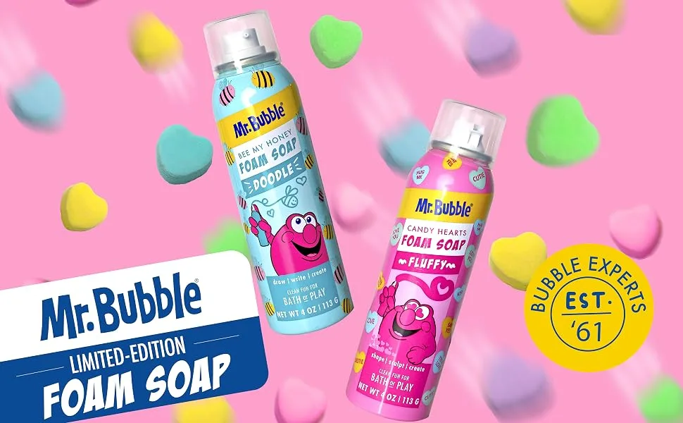 Mr. Bubble Limited Edition Foam Soap Creativity Bath Soap Cleans & Moisturizes Bee My Honey (Blueberry Honey Scent) 4 oz Pack of 4 - Bee My Honey Foam Soap