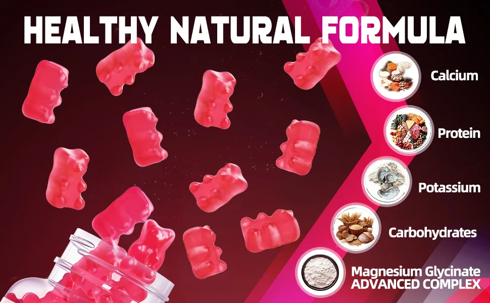 Magnesium Glycinate Gummies 1000mg - Sugar Free Magnesium Potassium Supplement with Vitamin D B6 CoQ10 for Calm Mood & Sleep Support - 90 Raspberry Gummies. Raspberry 90 Count (Pack of 1) - Magnesium Glycinate Gummies