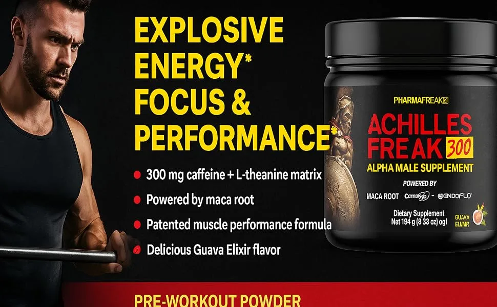 Pharmafreak Achilles Freak 300 PRE-Workout Premium Test Stimulating Powder - energy and performance