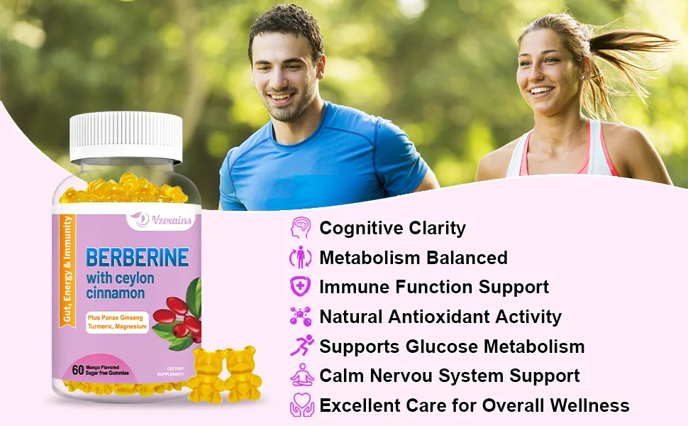 Berberine with Ceylon Cinnamon Gummies High Potency Berberine HCI Supplement Immune Health Support 120 Mango Flavored Gummies 60 Count (Pack of 2) - berberine gummies supplement
