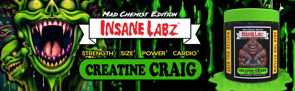Insane Labz Creatine Craig - Flavored Pre Workout Post Workout Build Muscle (30 Servings (Pack of 1) Watermelon) - Creatine Craig Title Image