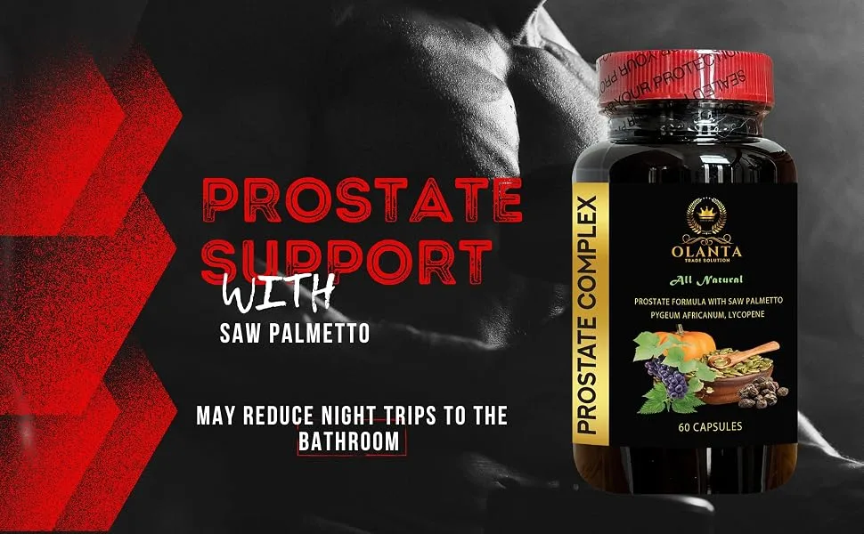 OLANTA TRADE SOLUTION Prostate Support Complex - Prostate Advanced Formula Nettle Extract for Prostate Health Extract and Pygeum africanum Extract Prostate Health Support - 1 Bottle 60 Capsules - Prostate Complex for Men