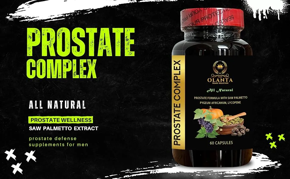 OLANTA TRADE SOLUTION Prostate Support Complex - Prostate Advanced Formula Nettle Extract for Prostate Health Extract and Pygeum africanum Extract Prostate Health Support - 1 Bottle 60 Capsules - Prostate support formula