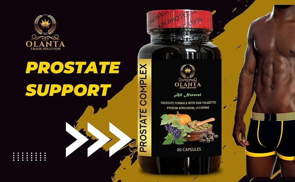 OLANTA TRADE SOLUTION Prostate Support Complex - Prostate Advanced Formula Nettle Extract for Prostate Health Extract and Pygeum africanum Extract Prostate Health Support - 1 Bottle 60 Capsules - Prostate support formula