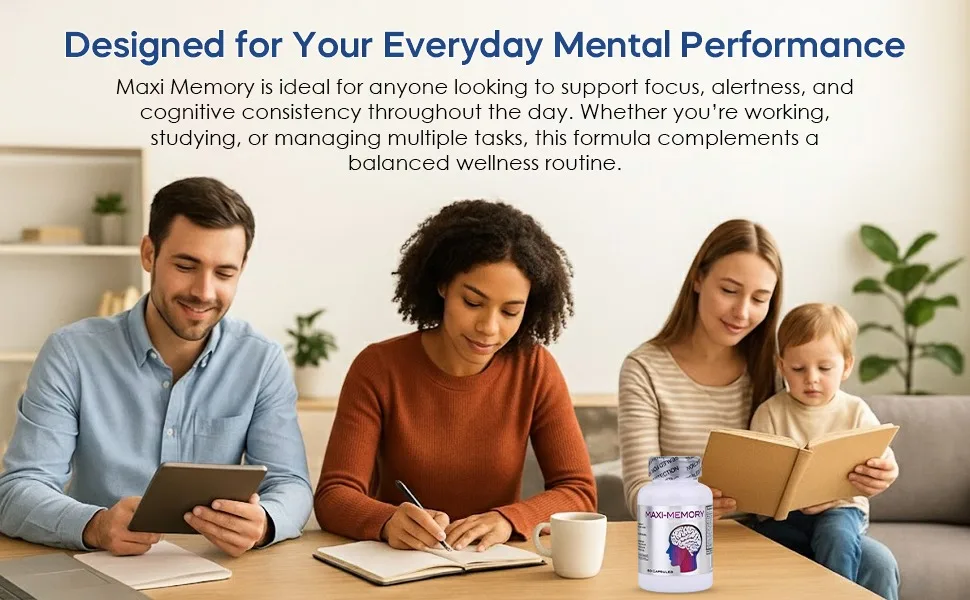 Nu-Health Maxi Memory Brain Supplement | with Ginkgo Biloba Gotu Kola Choline Lecithin Amino Acids & DHA | Supports Memory Focus Alertness & Cognitive Function | 60 Capsules - brain health support supplement