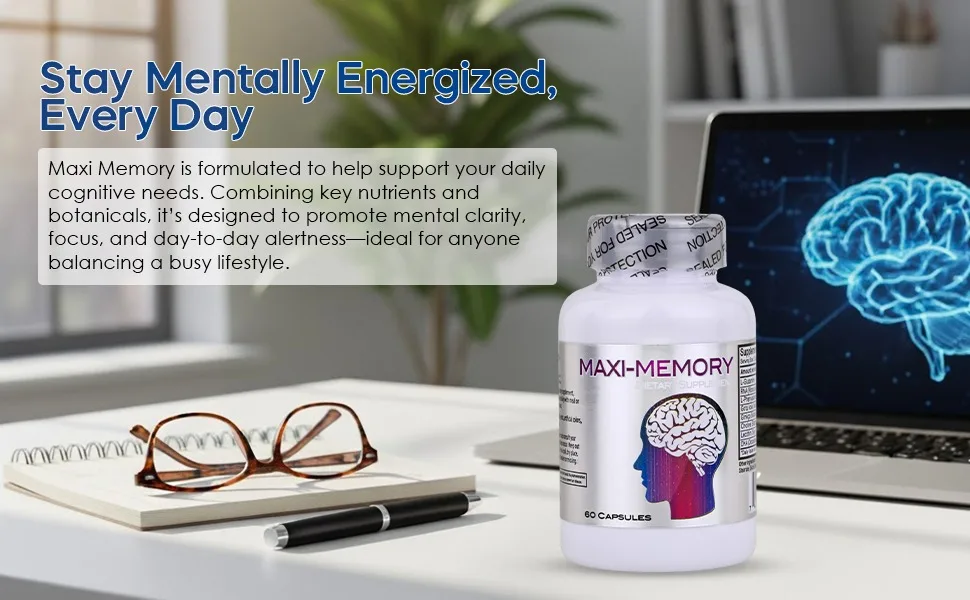 Nu-Health Maxi Memory Brain Supplement | with Ginkgo Biloba Gotu Kola Choline Lecithin Amino Acids & DHA | Supports Memory Focus Alertness & Cognitive Function | 60 Capsules - mental health support