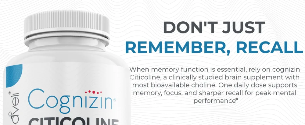 Teaveli Cognizin Citicoline- 500mg CDP Choline Capsules- Clinically Studied Brain Supplement to Support Clarity Concentration and Memory Most Bioavailable Form of Choline Supplements - 60 Servings - Cgzn60