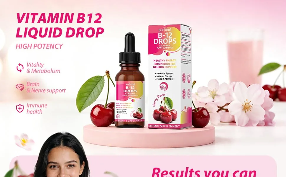 2P Cherry-Flavored Iron Drops for Women - Help Maintain Energy Boost Vitality and Immunity. Non-GMO Gluten-Free 60 ml. - VITAMIN b12 liquid drop